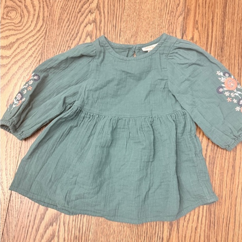 Cat & Jack BOHO Green Casual Girls Toddler 12m Dress Embroidered AC